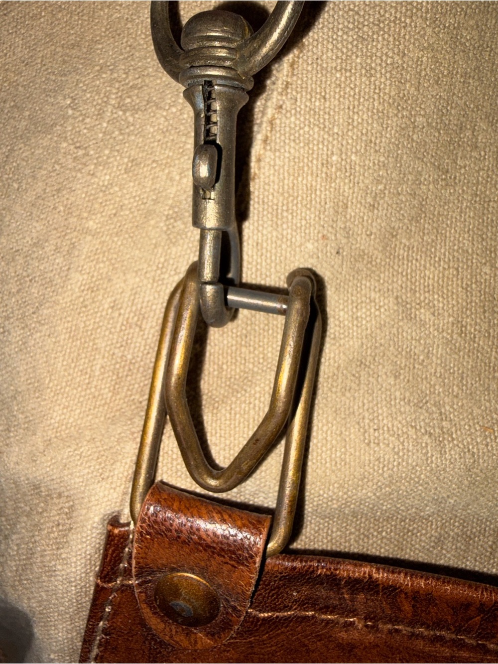 Mona B Cream Canvas Crossbody with Tan Accents - Picture 4 of 13